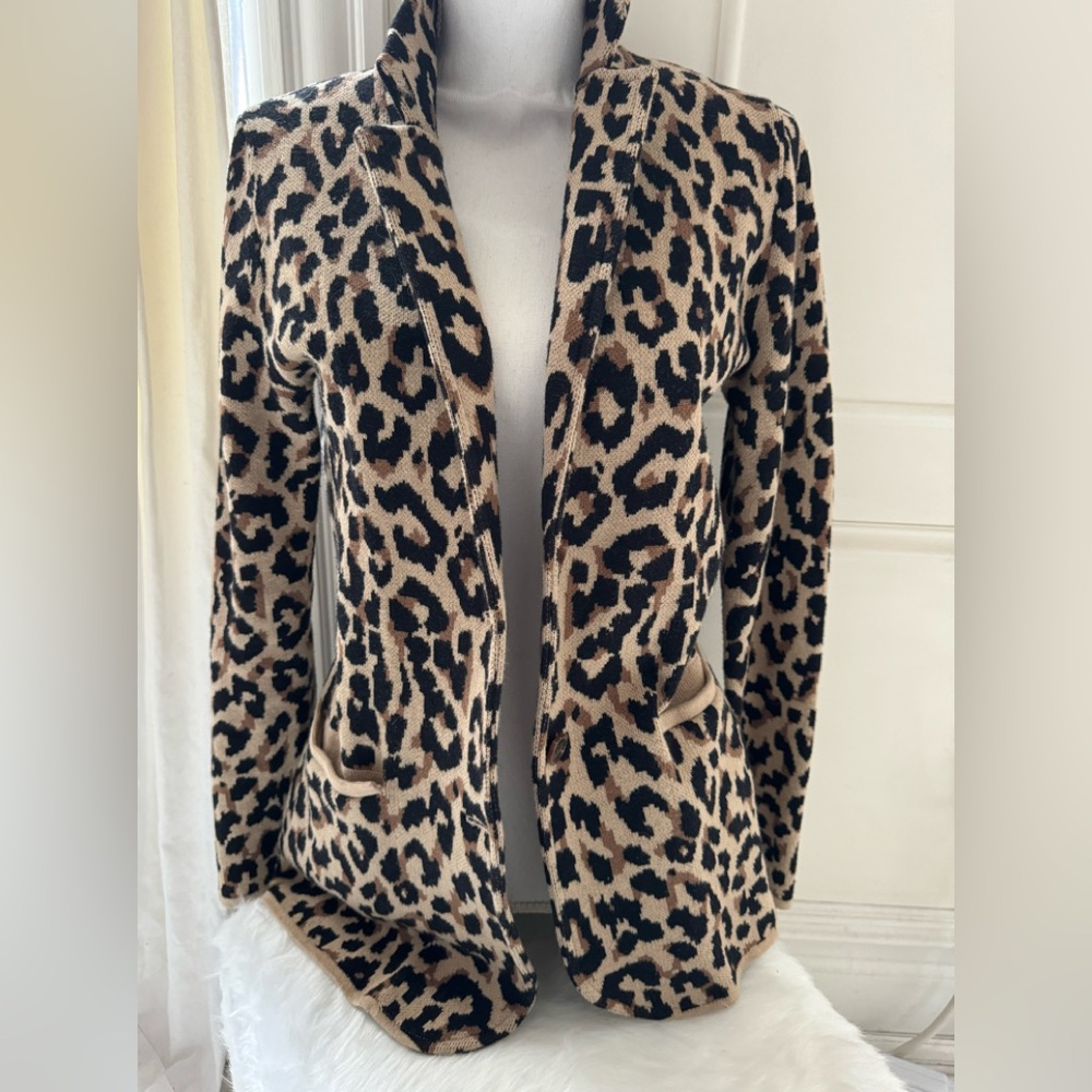 J Crew Sweater Blazer Leopard